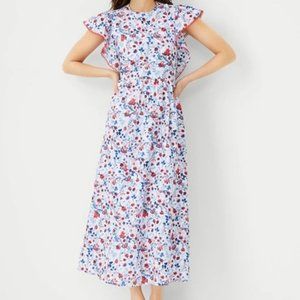 Ann Taylor Floral Ruffle Sleeve Maxi Dress